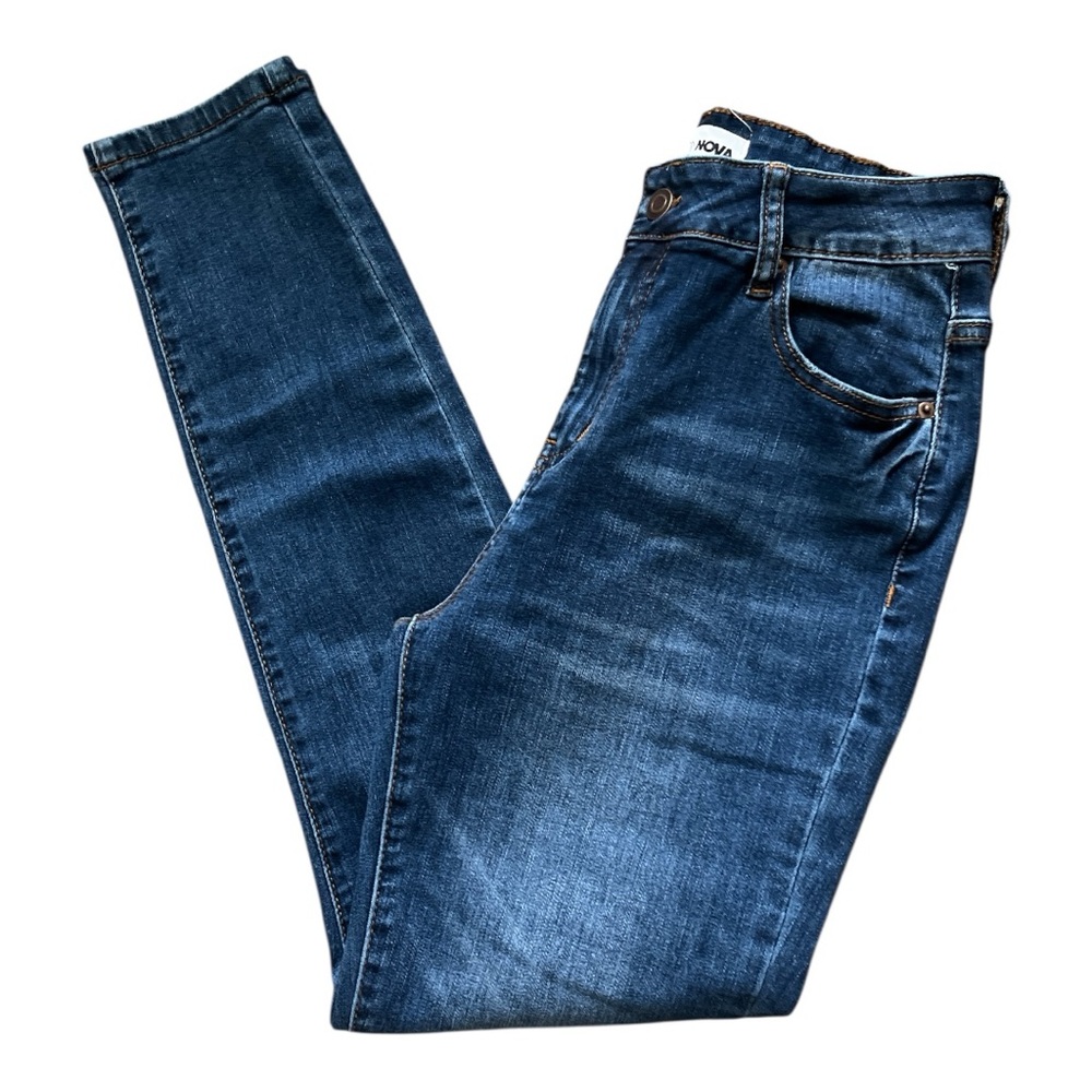 Fashion Nova Blue Skinny Jeans with Distressed Look